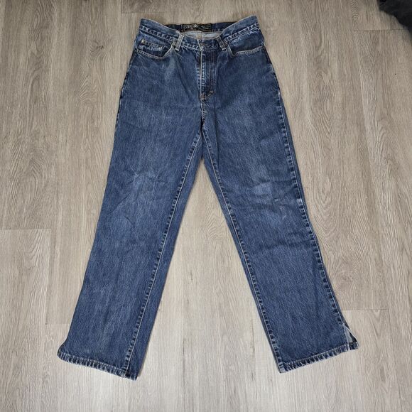 VTG Y2K Structure Relaxed Fit Jeans Men 31x32* Straight Leg Dark Rinse Baggy - Picture 2 of 14